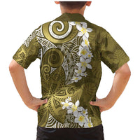 Gold Polynesian Tribal Frangipani Tropical Vibe Family Matching Mermaid Dress and Hawaiian Shirt LT14 - Polynesian Pride