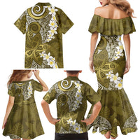 Gold Polynesian Tribal Frangipani Tropical Vibe Family Matching Mermaid Dress and Hawaiian Shirt LT14 - Polynesian Pride