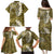 Gold Polynesian Tribal Frangipani Tropical Vibe Family Matching Puletasi and Hawaiian Shirt