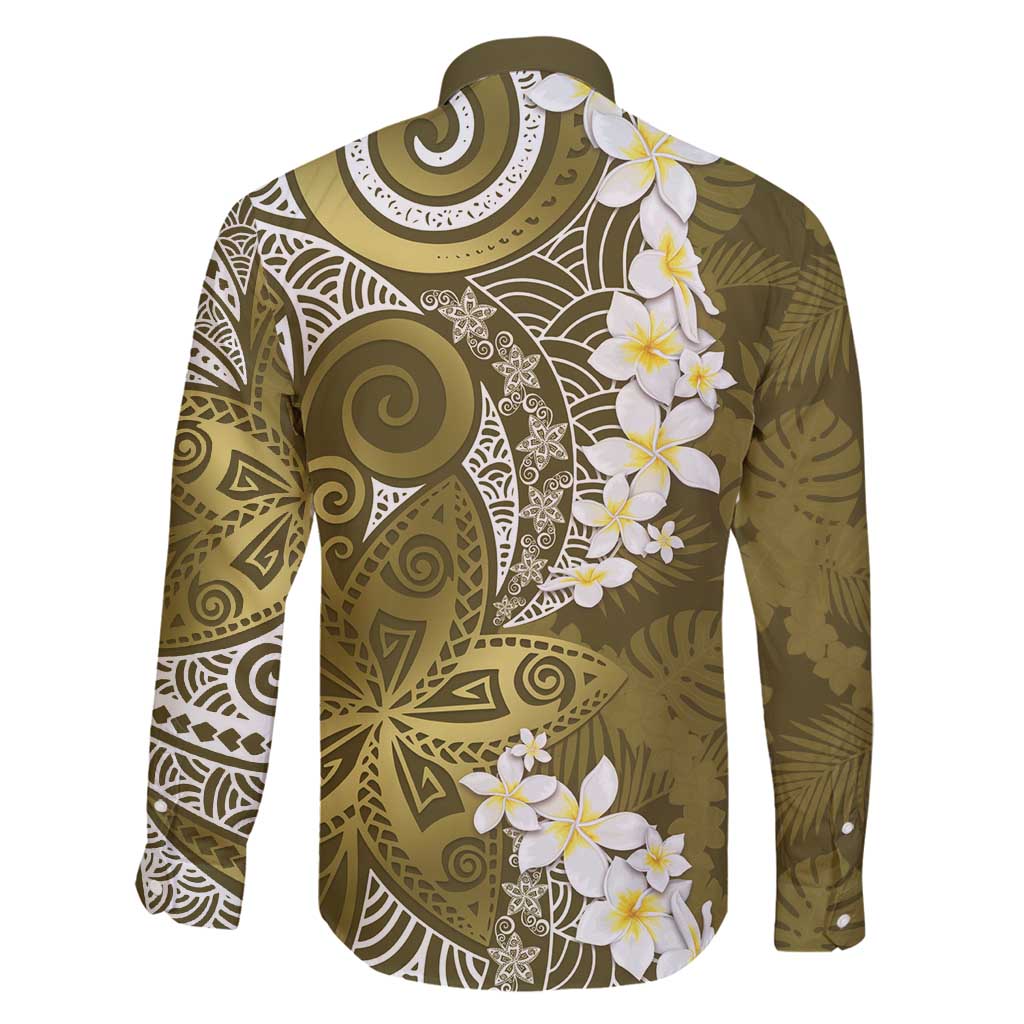 Gold Polynesian Tribal Frangipani Tropical Vibe Family Matching Puletasi and Hawaiian Shirt LT14 - Polynesian Pride