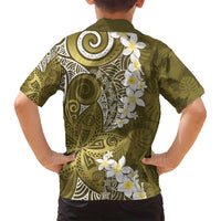 Gold Polynesian Tribal Frangipani Tropical Vibe Family Matching Summer Maxi Dress and Hawaiian Shirt LT14 - Polynesian Pride