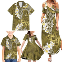 Gold Polynesian Tribal Frangipani Tropical Vibe Family Matching Summer Maxi Dress and Hawaiian Shirt LT14 - Polynesian Pride