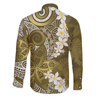 Gold Polynesian Tribal Frangipani Tropical Vibe Family Matching Summer Maxi Dress and Hawaiian Shirt LT14 - Polynesian Pride