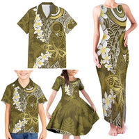 Gold Polynesian Tribal Frangipani Tropical Vibe Family Matching Tank Maxi Dress and Hawaiian Shirt LT14 - Polynesian Pride