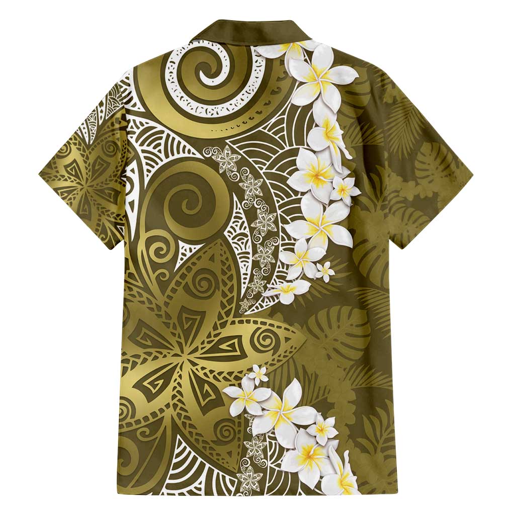 Gold Polynesian Tribal Frangipani Tropical Vibe Family Matching Tank Maxi Dress and Hawaiian Shirt LT14 - Polynesian Pride
