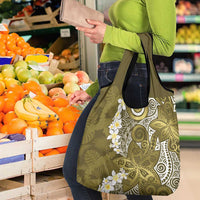 Gold Polynesian Tribal Frangipani Tropical Vibe Grocery Bag