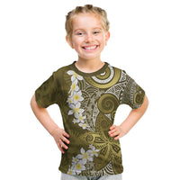 Gold Polynesian Tribal Frangipani Tropical Vibe Kid T Shirt