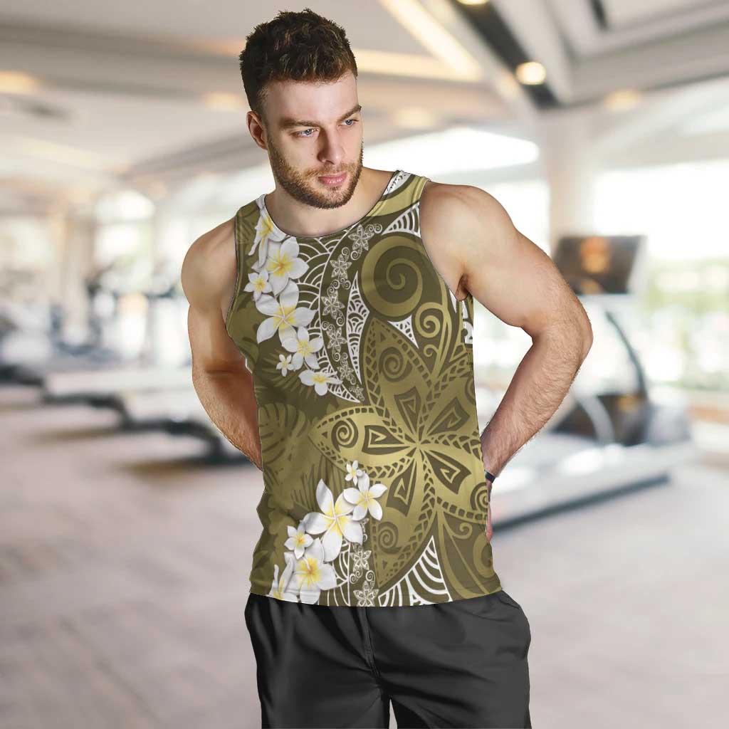 Gold Polynesian Tribal Frangipani Tropical Vibe Men Tank Top