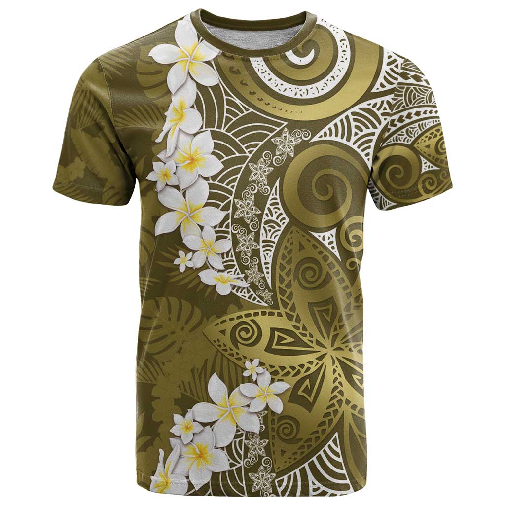 Gold Polynesian Tribal Frangipani Tropical Vibe T Shirt