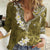 Gold Polynesian Tribal Frangipani Tropical Vibe Women Casual Shirt