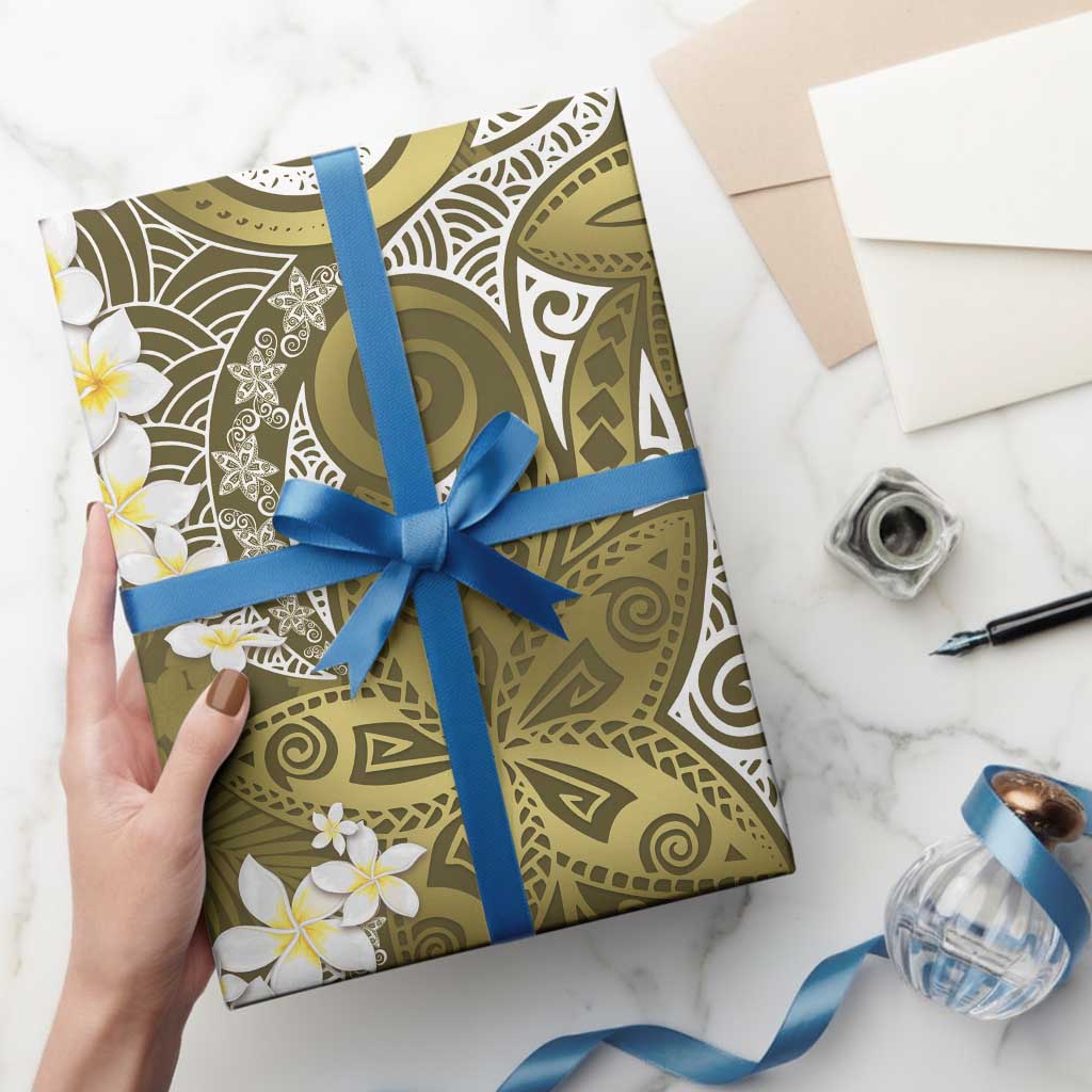 Gold Polynesian Tribal Frangipani Tropical Vibe Wrapping Paper - Polynesian Pride