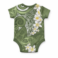 Green Polynesian Tribal Frangipani Tropical Vibe Baby Onesie LT14 - Polynesian Pride