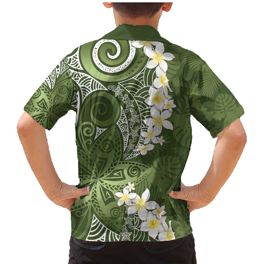 Green Polynesian Tribal Frangipani Tropical Vibe Family Matching Mermaid Dress and Hawaiian Shirt LT14 - Polynesian Pride