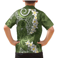 Green Polynesian Tribal Frangipani Tropical Vibe Family Matching Mermaid Dress and Hawaiian Shirt LT14 - Polynesian Pride