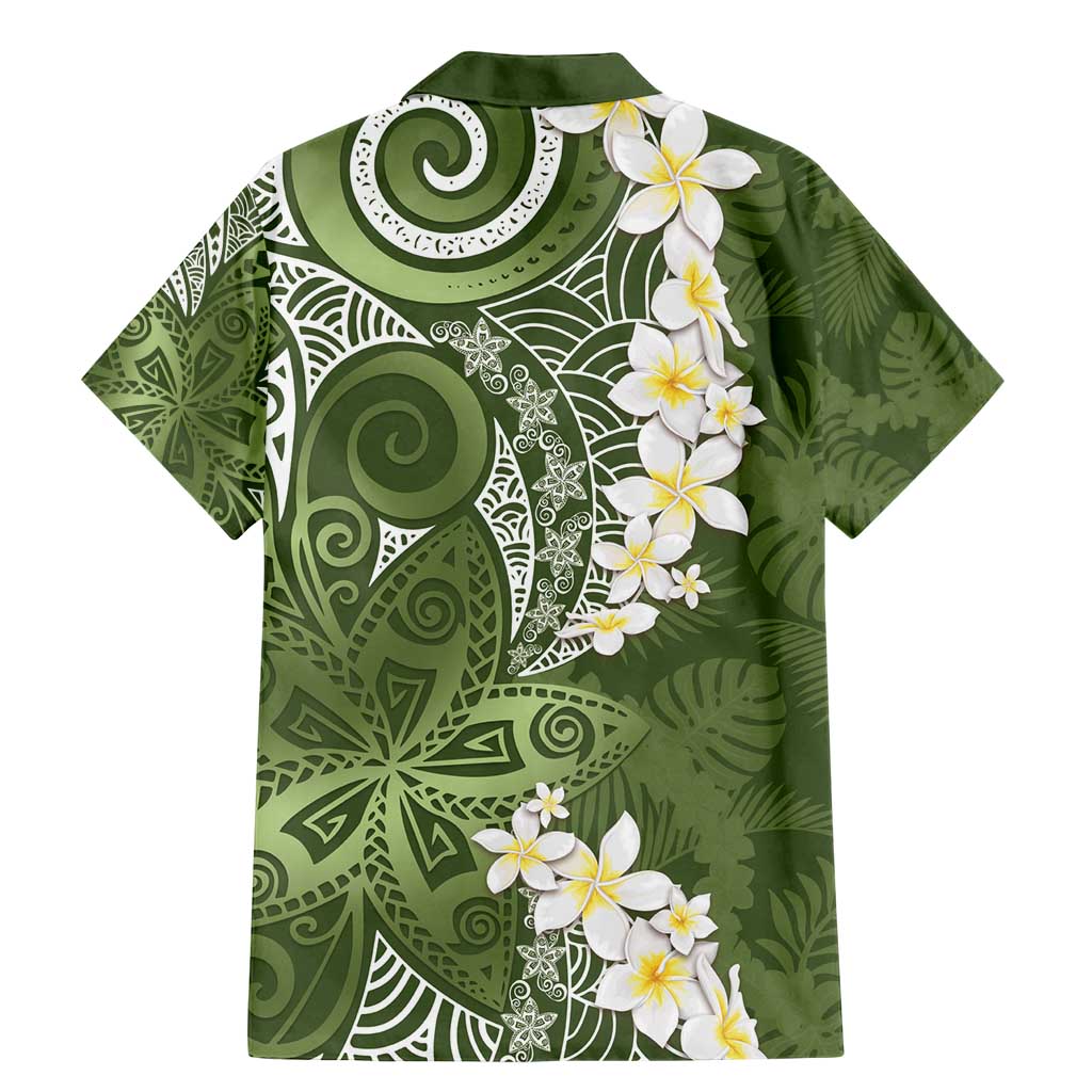 Green Polynesian Tribal Frangipani Tropical Vibe Family Matching Mermaid Dress and Hawaiian Shirt LT14 - Polynesian Pride