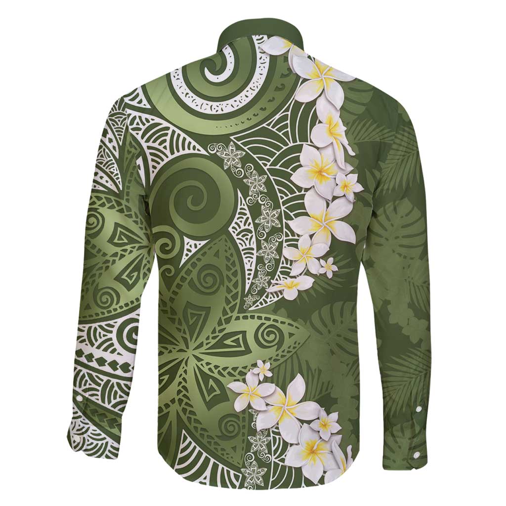 Green Polynesian Tribal Frangipani Tropical Vibe Family Matching Mermaid Dress and Hawaiian Shirt LT14 - Polynesian Pride
