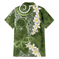 Green Polynesian Tribal Frangipani Tropical Vibe Family Matching Puletasi and Hawaiian Shirt LT14 - Polynesian Pride