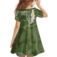 Green Polynesian Tribal Frangipani Tropical Vibe Family Matching Summer Maxi Dress and Hawaiian Shirt LT14 - Polynesian Pride