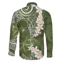 Green Polynesian Tribal Frangipani Tropical Vibe Family Matching Summer Maxi Dress and Hawaiian Shirt LT14 - Polynesian Pride