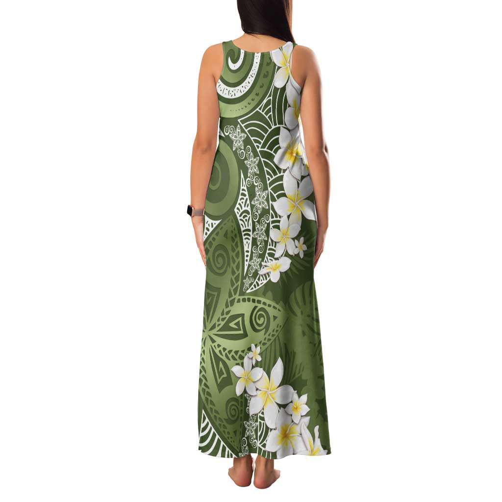 Green Polynesian Tribal Frangipani Tropical Vibe Family Matching Tank Maxi Dress and Hawaiian Shirt LT14 - Polynesian Pride