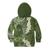 Green Polynesian Tribal Frangipani Tropical Vibe Kid Hoodie LT14 - Polynesian Pride