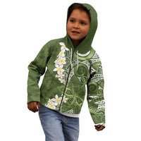 Green Polynesian Tribal Frangipani Tropical Vibe Kid Hoodie LT14 - Polynesian Pride