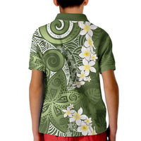 Green Polynesian Tribal Frangipani Tropical Vibe Kid Polo Shirt