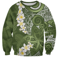 Green Polynesian Tribal Frangipani Tropical Vibe Sweatshirt