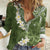 Green Polynesian Tribal Frangipani Tropical Vibe Women Casual Shirt