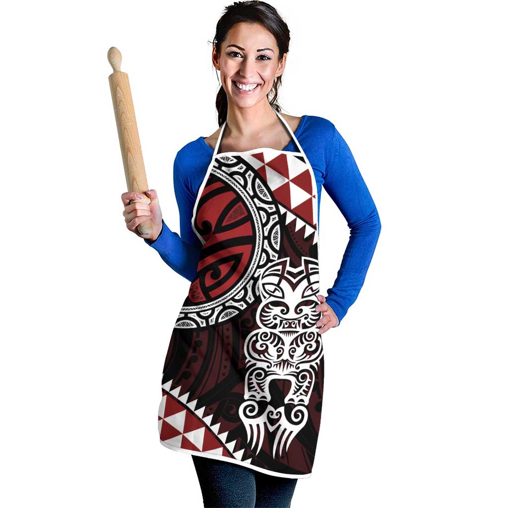 Red Aotearoa Niho Taniwha Apron Maori Mythology Tooth - Taniko Motifs LT14 - Polynesian Pride