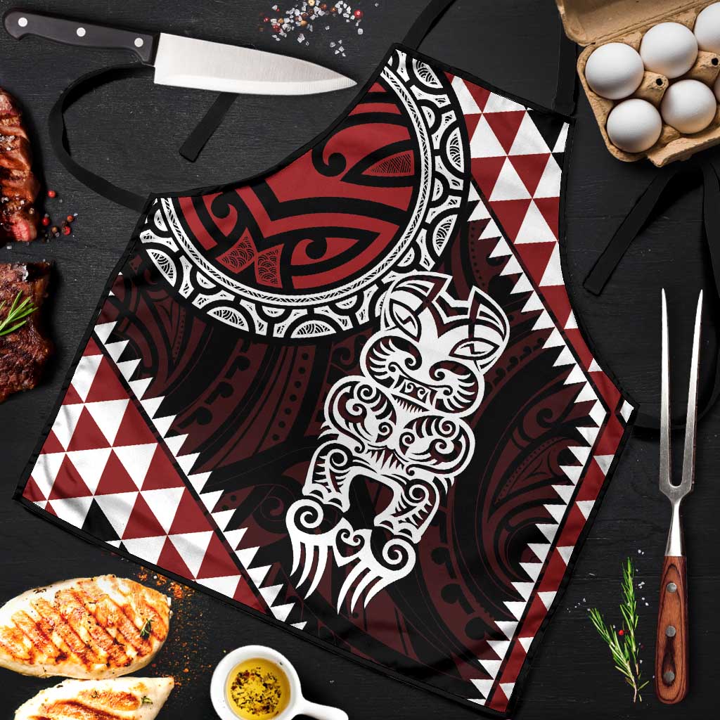 Red Aotearoa Niho Taniwha Apron Maori Mythology Tooth - Taniko Motifs LT14 Red - Polynesian Pride