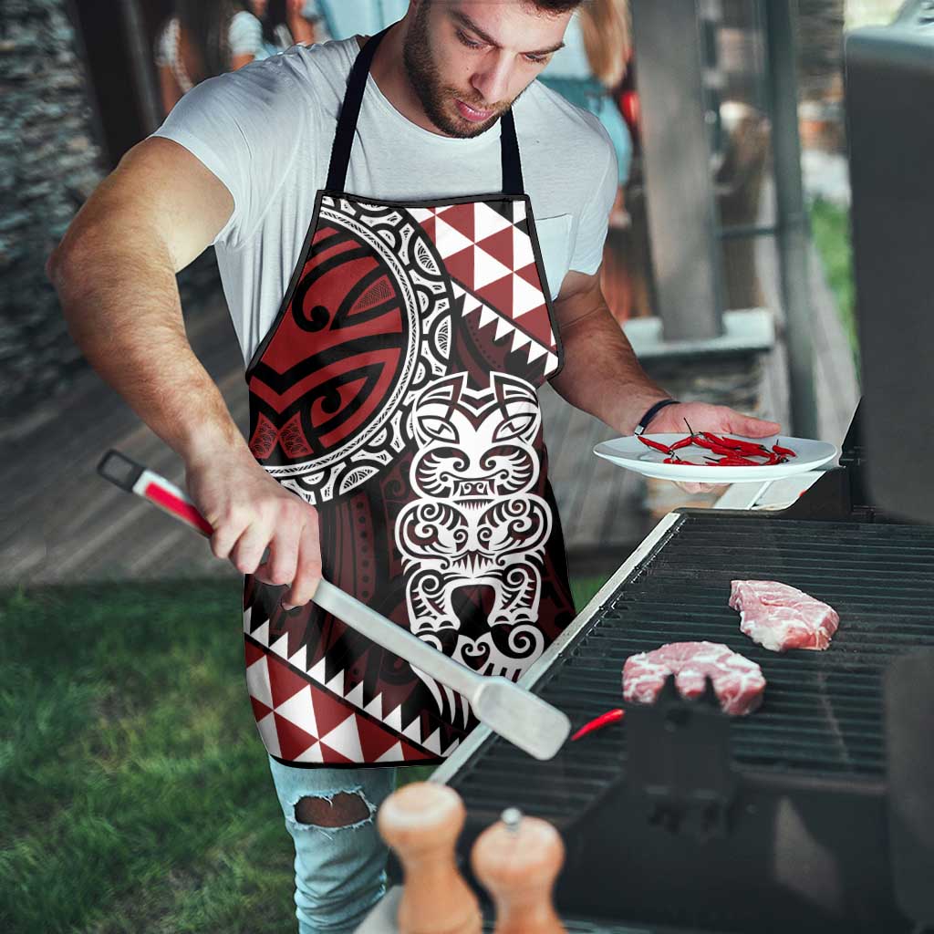 Red Aotearoa Niho Taniwha Apron Maori Mythology Tooth - Taniko Motifs LT14 - Polynesian Pride
