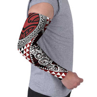 Red Aotearoa Niho Taniwha Arm Sleeves Maori Mythology Tooth - Taniko Motifs LT14 - Polynesian Pride