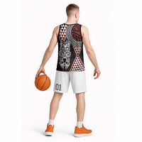 Red Aotearoa Niho Taniwha Basketball Jersey Maori Mythology Tooth - Taniko Motifs - Polynesian Pride