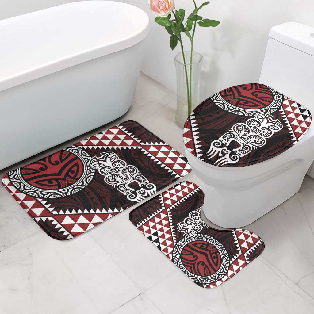 Red Aotearoa Niho Taniwha Bathroom Set Maori Mythology Tooth - Taniko Motifs LT14 - Polynesian Pride
