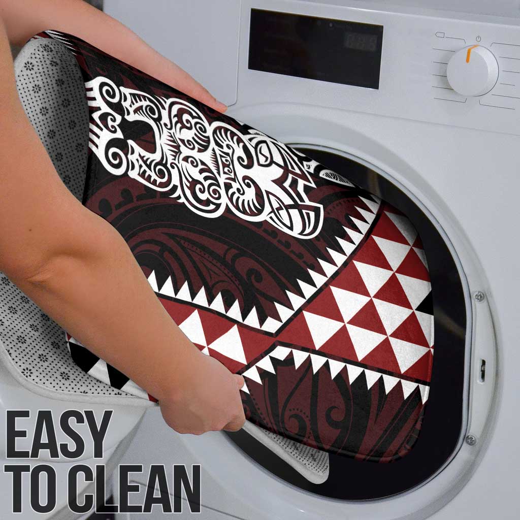 Red Aotearoa Niho Taniwha Bathroom Set Maori Mythology Tooth - Taniko Motifs LT14 - Polynesian Pride