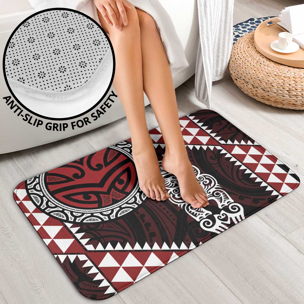 Red Aotearoa Niho Taniwha Bathroom Set Maori Mythology Tooth - Taniko Motifs LT14 - Polynesian Pride