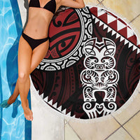 Red Aotearoa Niho Taniwha Beach Blanket Maori Mythology Tooth - Taniko Motifs LT14 - Polynesian Pride