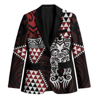 Red Aotearoa Niho Taniwha Blazer Maori Mythology Tooth - Taniko Motifs LT14 Unisex Red - Polynesian Pride