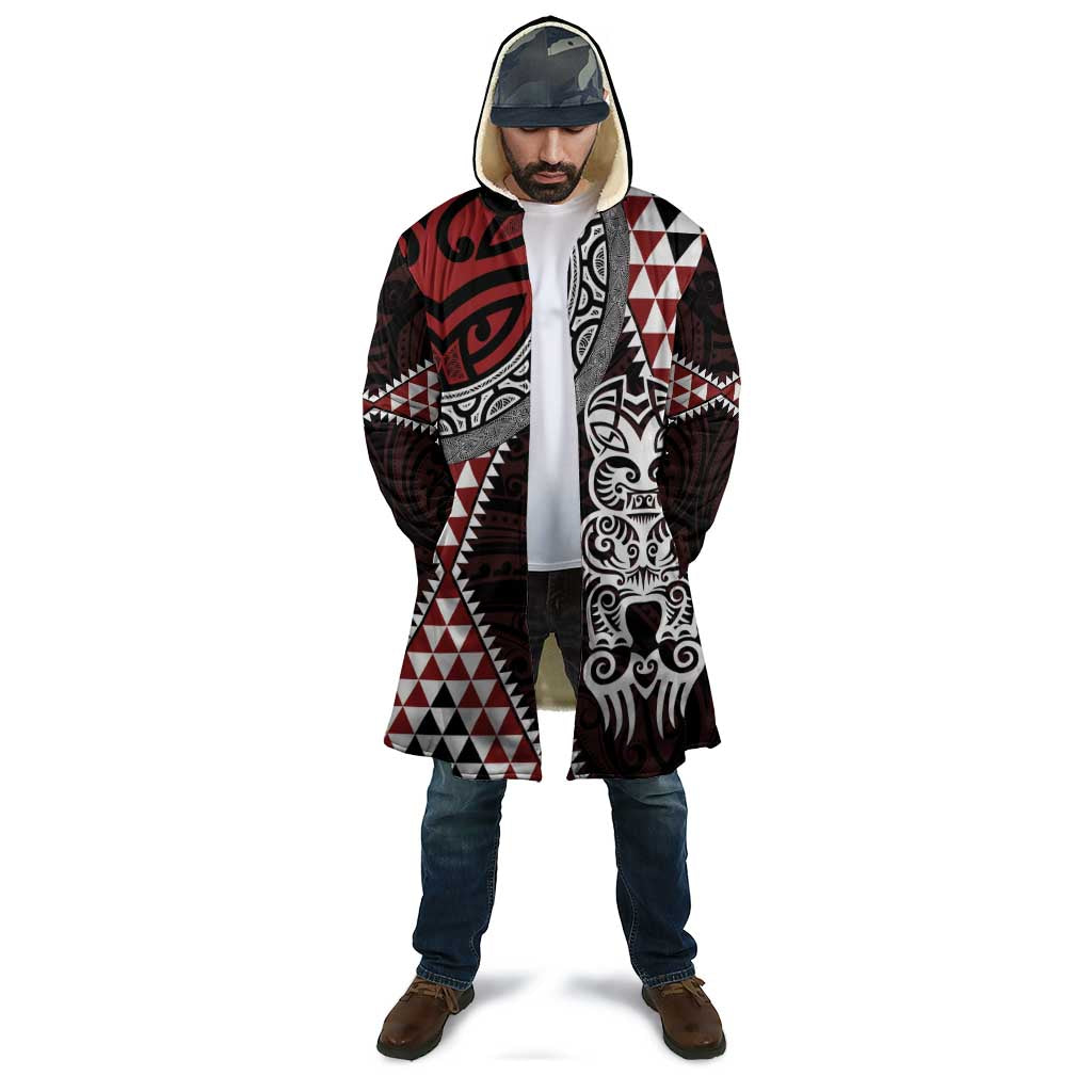 Red Aotearoa Niho Taniwha Cloak Maori Mythology Tooth - Taniko Motifs LT14 - Polynesian Pride