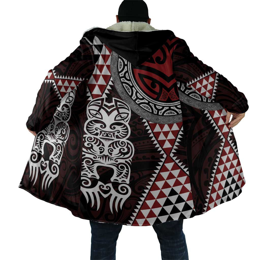 Red Aotearoa Niho Taniwha Cloak Maori Mythology Tooth - Taniko Motifs LT14 - Polynesian Pride