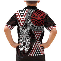 Red Aotearoa Niho Taniwha Family Matching Mermaid Dress and Hawaiian Shirt Maori Mythology Tooth - Taniko Motifs LT14 - Polynesian Pride