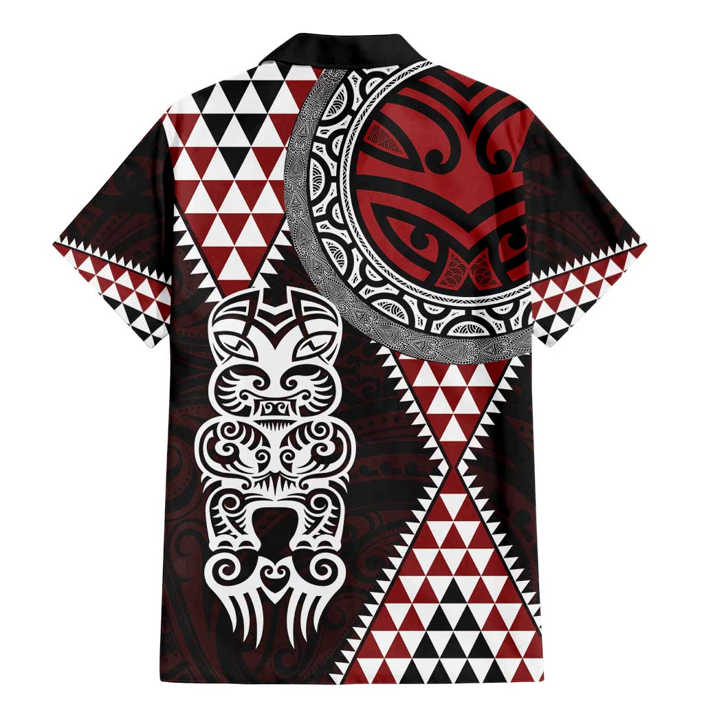 Red Aotearoa Niho Taniwha Family Matching Mermaid Dress and Hawaiian Shirt Maori Mythology Tooth - Taniko Motifs LT14 - Polynesian Pride