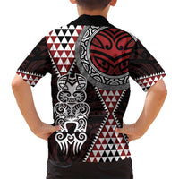 Red Aotearoa Niho Taniwha Family Matching Summer Maxi Dress and Hawaiian Shirt Maori Mythology Tooth - Taniko Motifs LT14 - Polynesian Pride