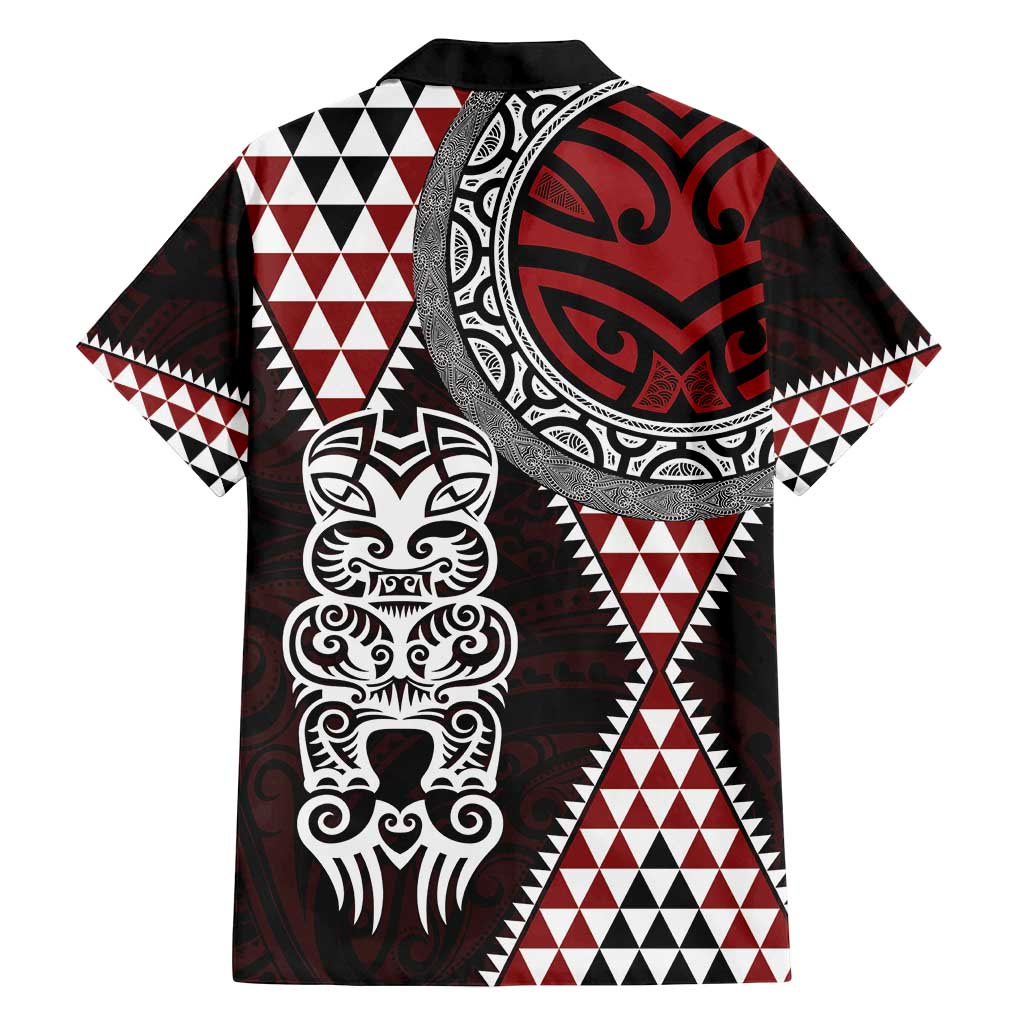 Red Aotearoa Niho Taniwha Family Matching Tank Maxi Dress and Hawaiian Shirt Maori Mythology Tooth - Taniko Motifs LT14 - Polynesian Pride