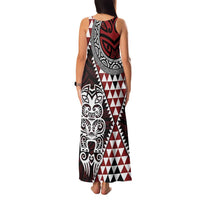 Red Aotearoa Niho Taniwha Family Matching Tank Maxi Dress and Hawaiian Shirt Maori Mythology Tooth - Taniko Motifs LT14 - Polynesian Pride