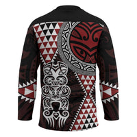 Red Aotearoa Niho Taniwha Hockey Jersey Maori Mythology Tooth - Taniko Motifs - Polynesian Pride