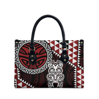 Red Aotearoa Niho Taniwha Leather Bag Maori Mythology Tooth - Taniko Motifs LT14 - Polynesian Pride