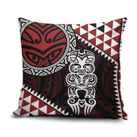 Red Aotearoa Niho Taniwha Pillow Cover Maori Mythology Tooth - Taniko Motifs LT14 Red - Polynesian Pride