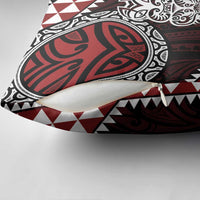 Red Aotearoa Niho Taniwha Pillow Cover Maori Mythology Tooth - Taniko Motifs LT14 - Polynesian Pride